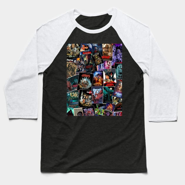 Horror Movie poster Collage Baseball T-Shirt by efanmr